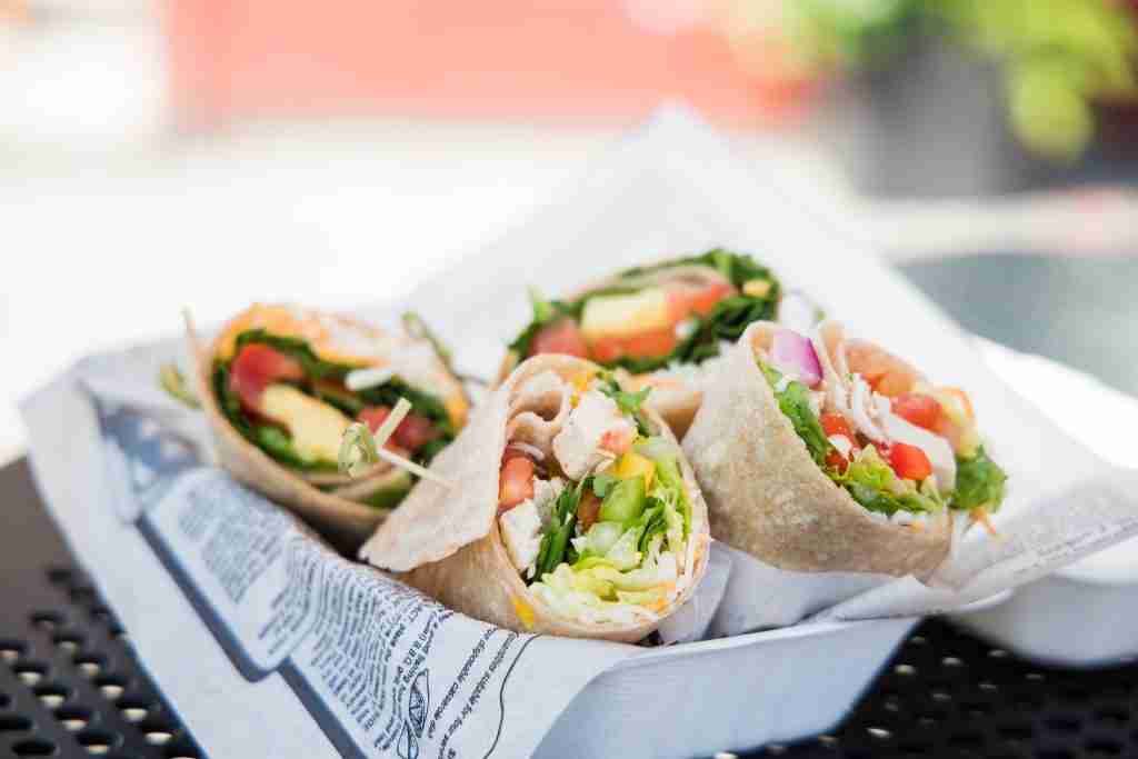 Healthy brunch or breakfast wraps crafted by Euphie D'ici Cafe and Smoothie Bar in Embrun Ontario